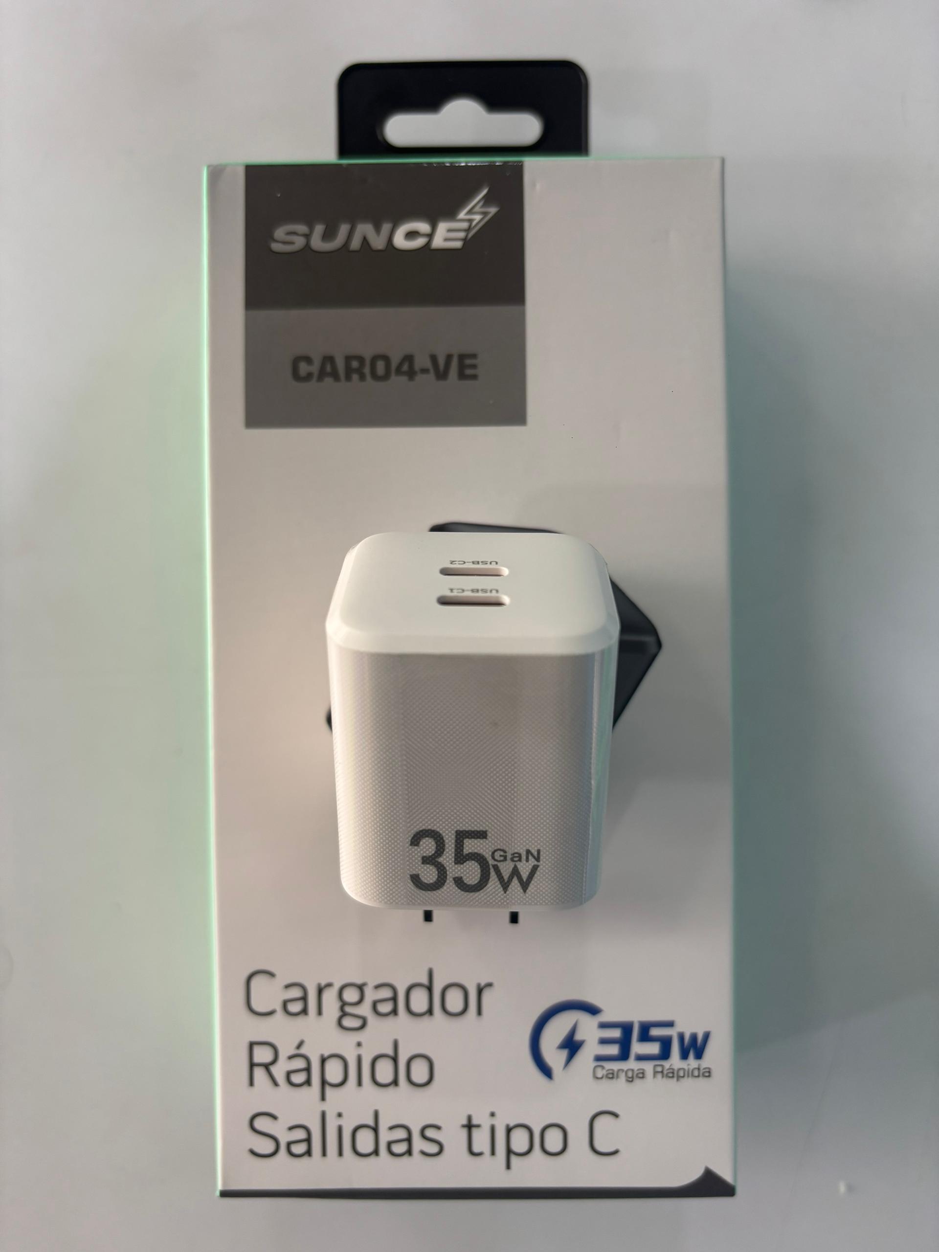 TACO CARGADOR SUNCE DOBLE PUERTO DE 35W BLANCO